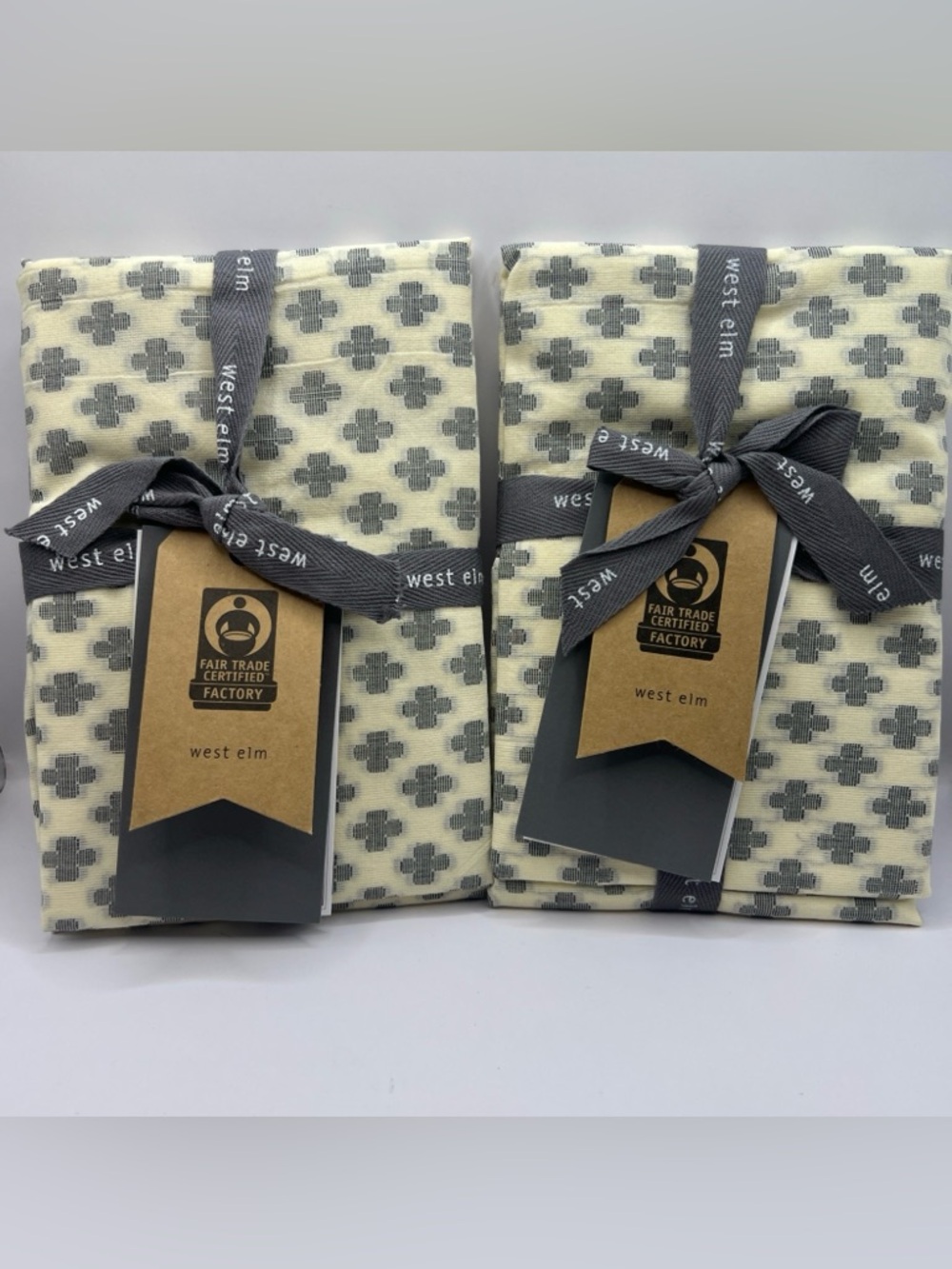 2 NEW West Elm jacquard leaf standard shams